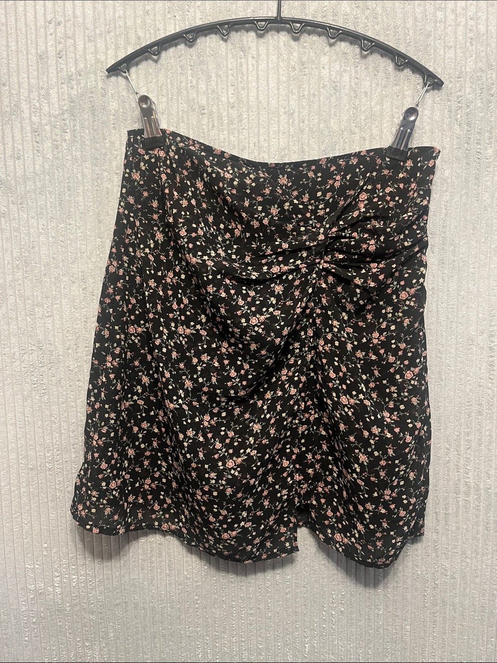 Blue Rain Black Floral Skirt with Pink Flower Print Medium